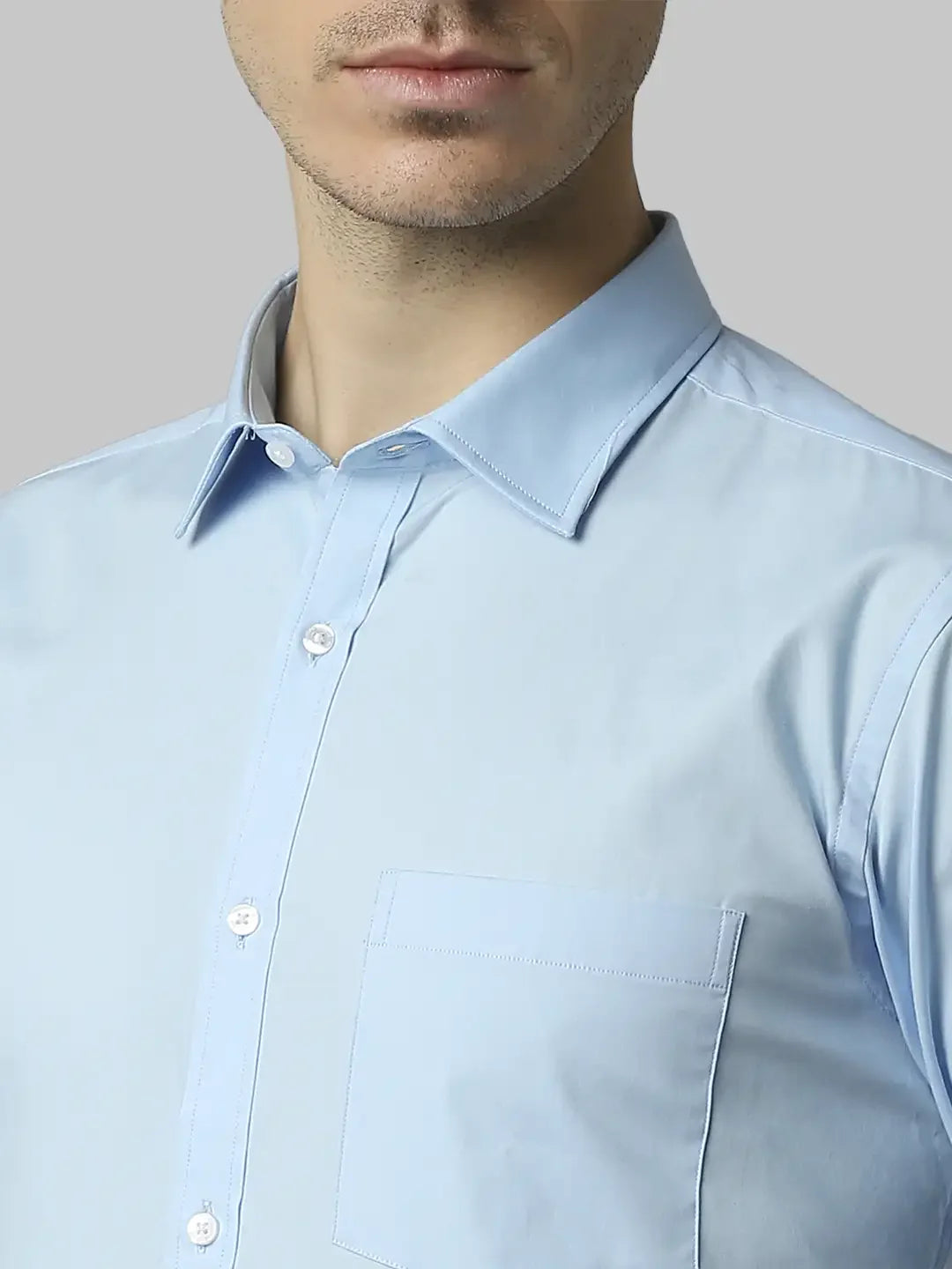 Men Blue Slim Fit Solid Cotton Shirts