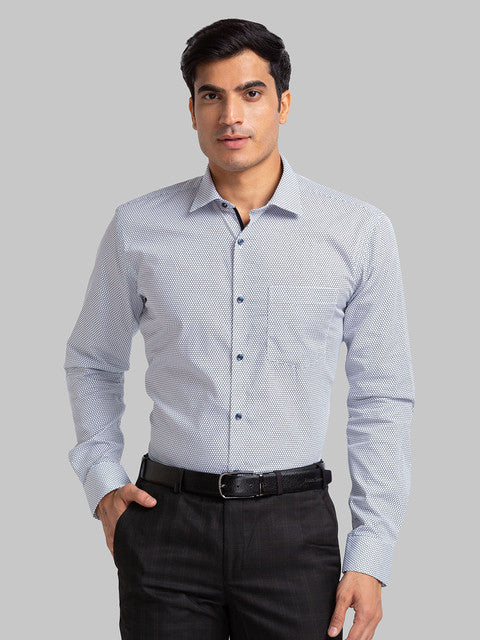 Park Avenue Men Blue Printed Slim Fit Cotton Shirt
