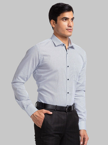 Park Avenue Men Blue Printed Slim Fit Cotton Shirt