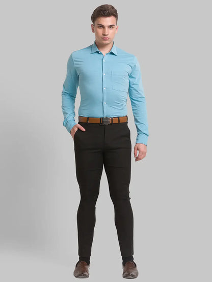 Men Green Slim Fit Solid Cotton Blend Shirts