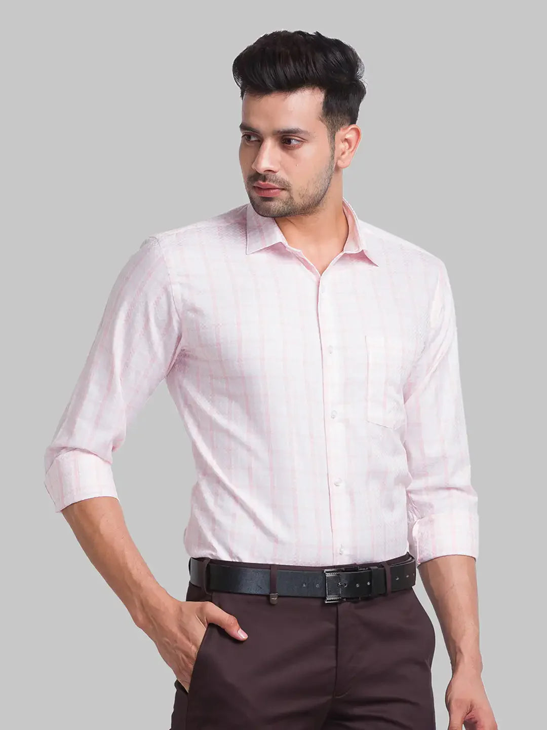 Men Red Slim Fit Checks Cotton Shirts