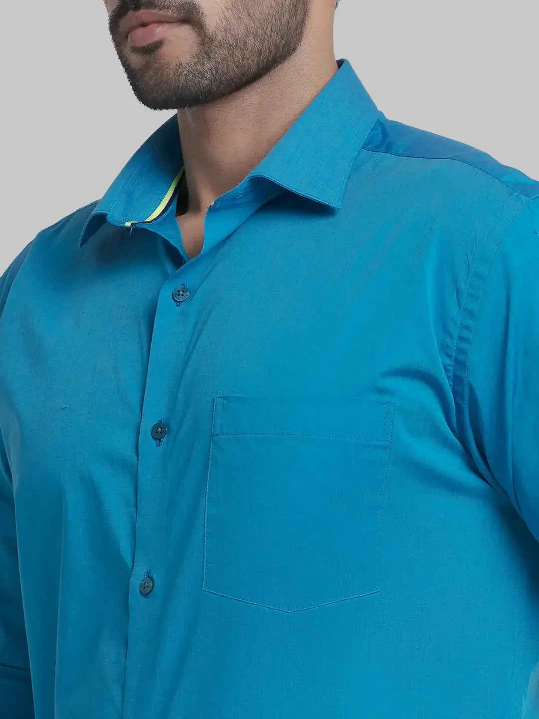 Park Avenue Men Blue Solid Slim Fit Cotton Formal Shirt