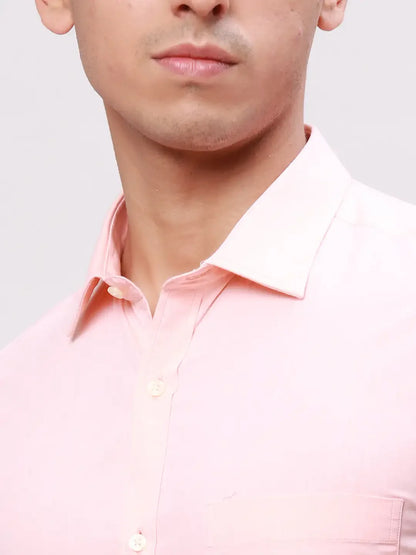 Park Avenue Men Orange Solid Slim Fit Cotton Shirt