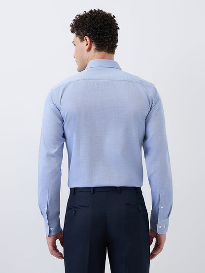 Park Avenue Men Blue Structure Slim Fit Cotton Blend Shirt