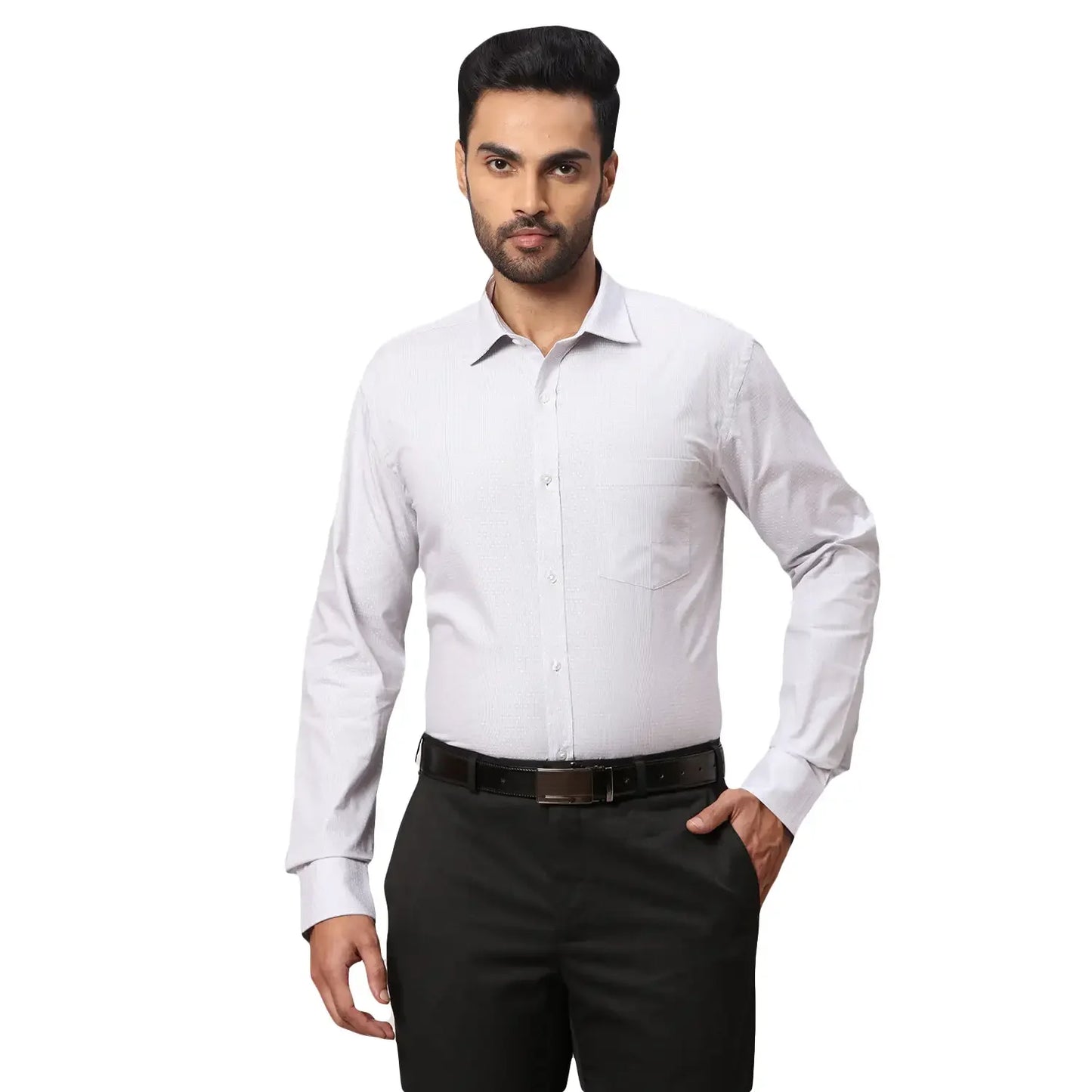 Men Grey Slim Fit Cotton Shirts