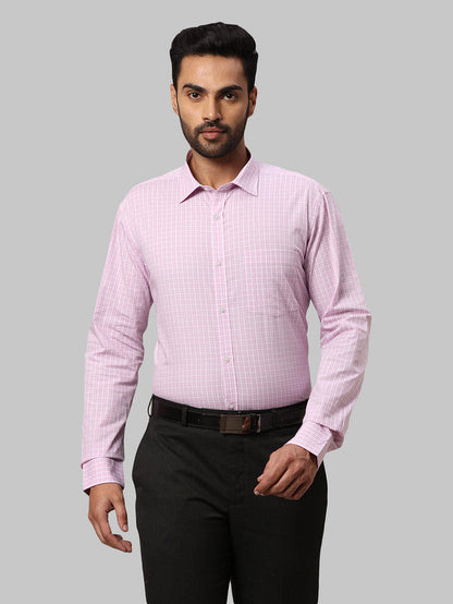 Park Avenue Men Pink Checkered Slim Fit Cotton Formal Shirt
