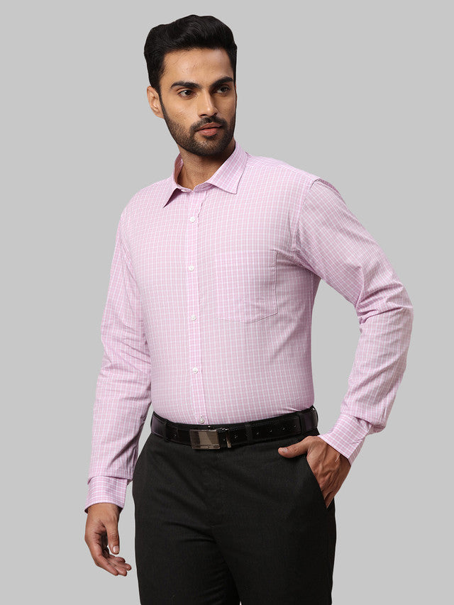 Park Avenue Men Pink Checkered Slim Fit Cotton Formal Shirt
