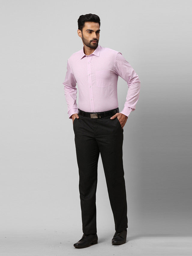 Park Avenue Men Pink Checkered Slim Fit Cotton Formal Shirt