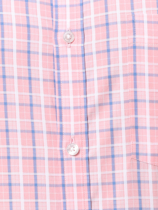 Park Avenue Men Pink Checkered Slim Fit Cotton Formal Shirt