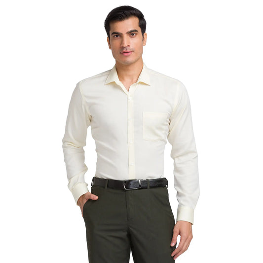 Park Avenue Men Yellow Slim Fit Structured Cotton Formal Shirt