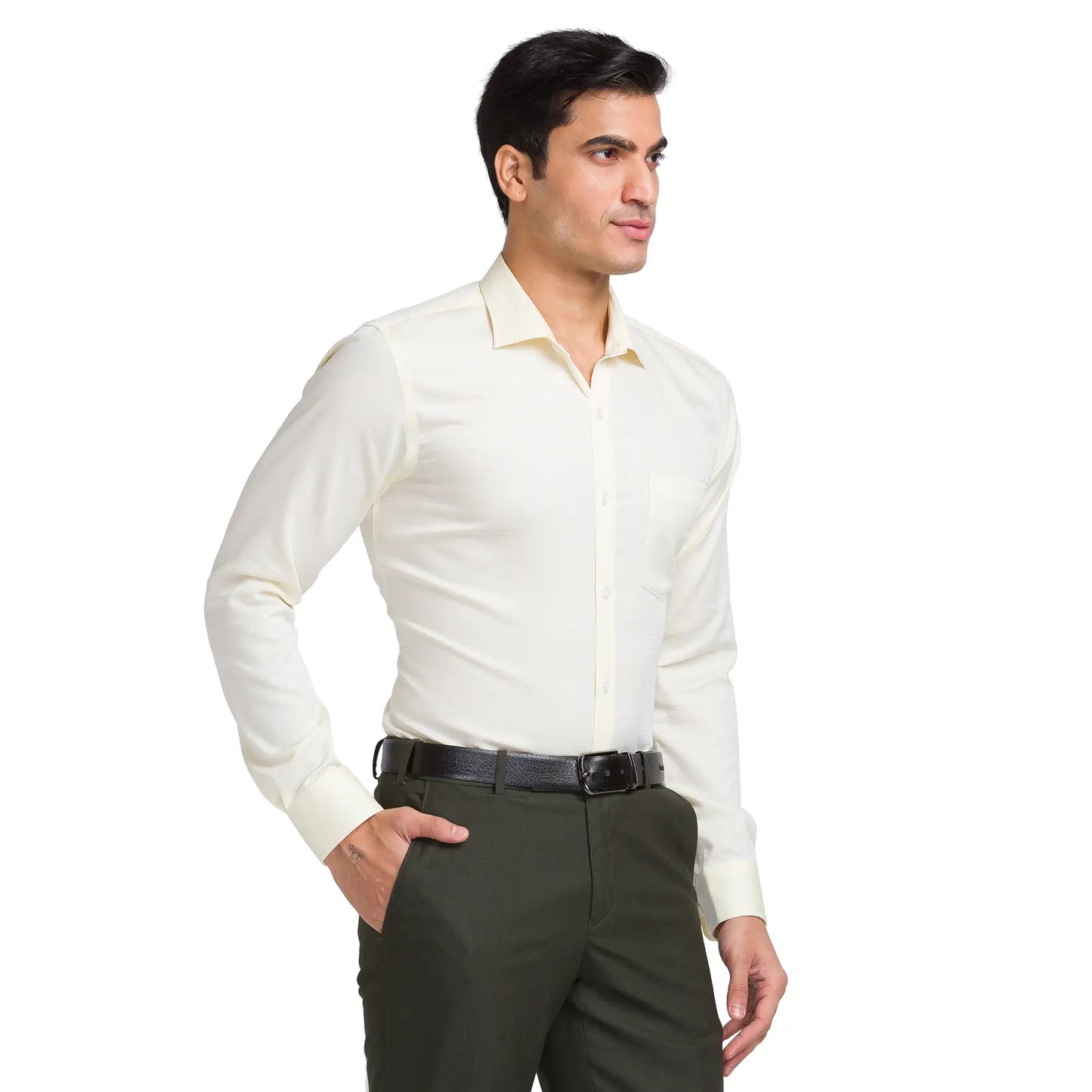 Park Avenue Men Yellow Slim Fit Structured Cotton Formal Shirt