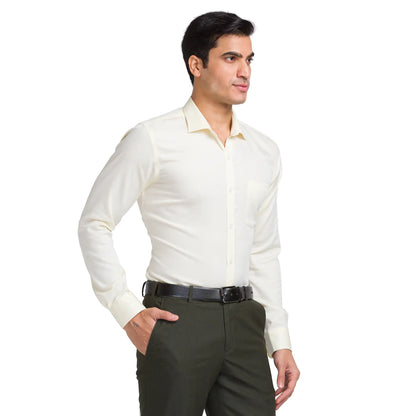 Park Avenue Men Yellow Slim Fit Structured Cotton Formal Shirt