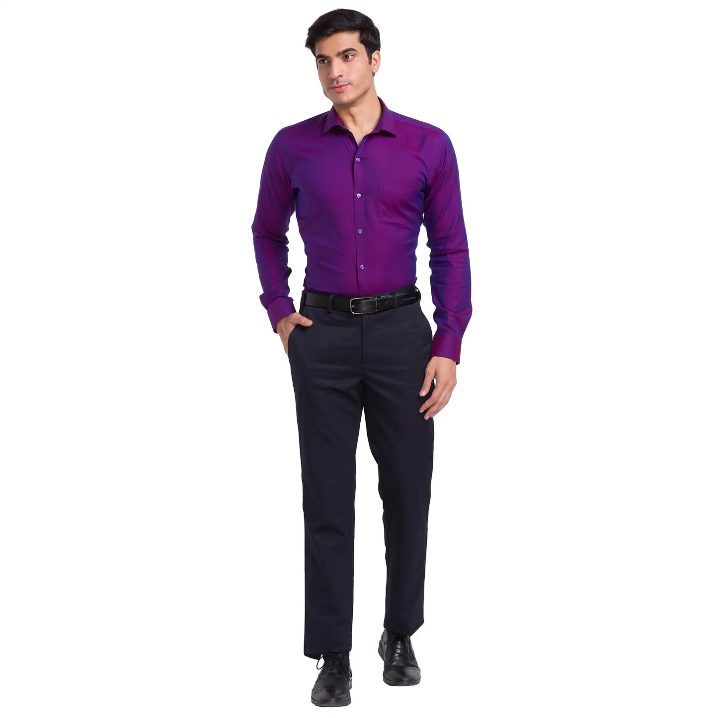 Park Avenue Men Purple Structured Slim Fit Cotton Formal Shirt