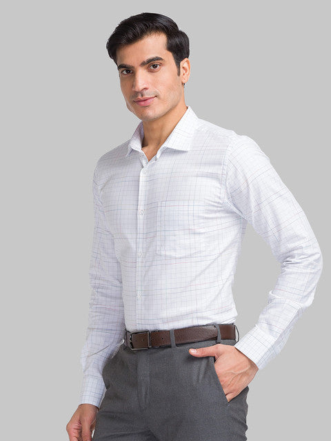 Park Avenue Men Grey Slim Fit Checks Shirt
