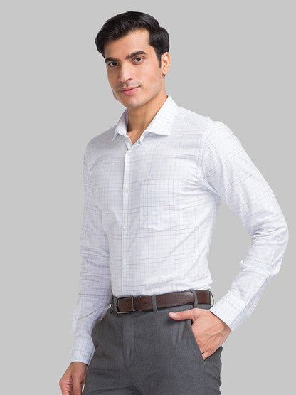 Park Avenue Men Grey Slim Fit Checks Shirt