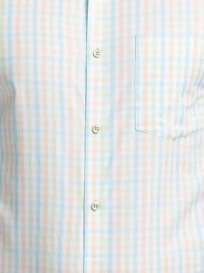 Men Green Slim Fit Checks Cotton Shirts