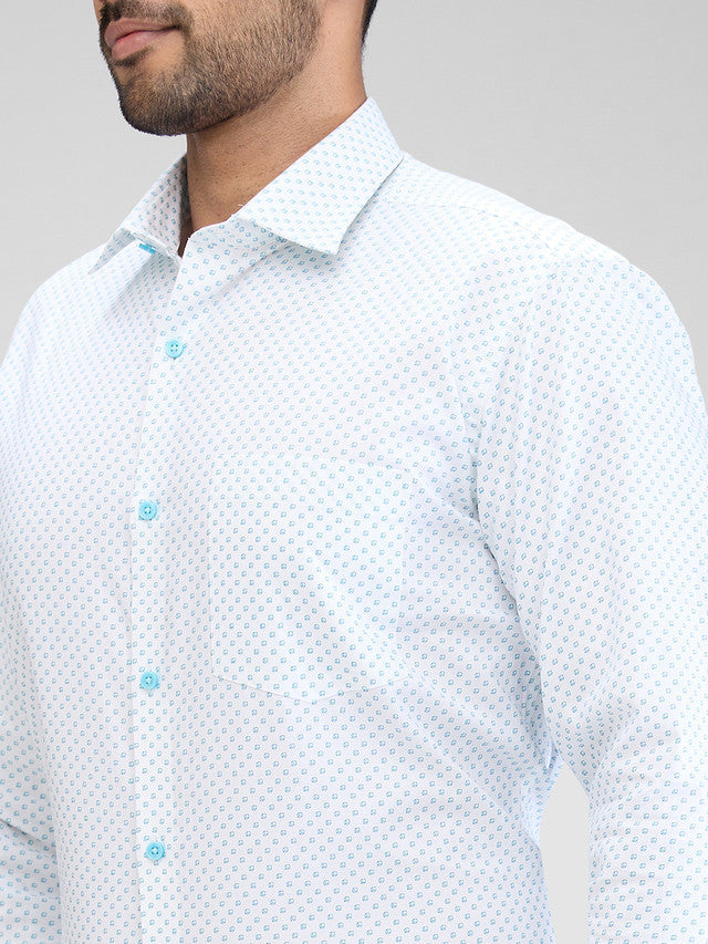 Park Avenue Blue Printed Slim Fit Cotton Formal Shirt