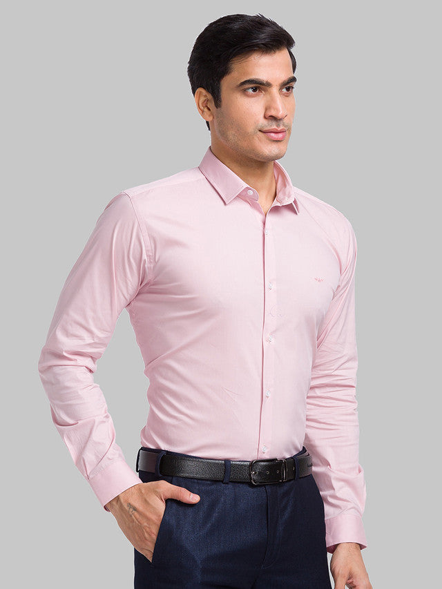 Park Avenue Men Pink Solid Slim Fit Cotton Blend Formal Shirt