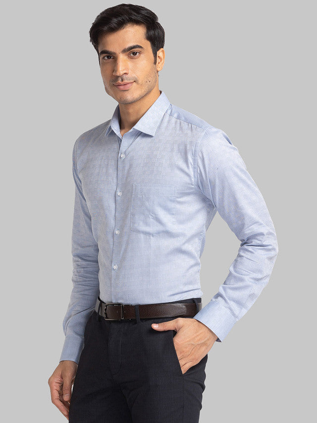 Park Avenue Blue Structure Slim Fit Cotton Formal Shirt