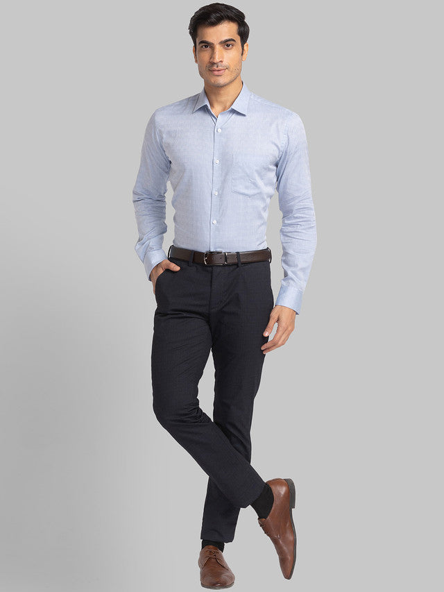 Park Avenue Blue Structure Slim Fit Cotton Formal Shirt