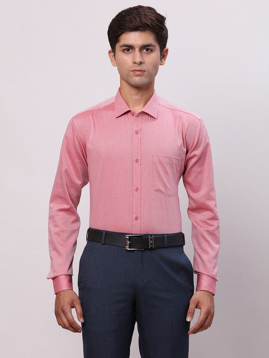 Park Avenue Red Structure Slim Fit Full Sleeve Cotton Shirt