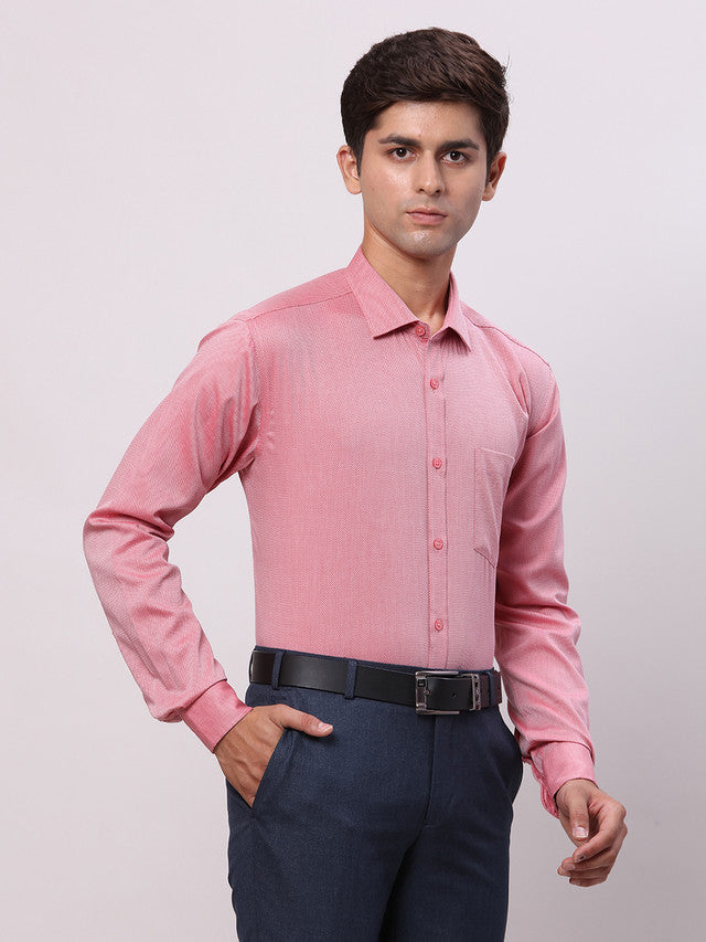 Park Avenue Red Structure Slim Fit Full Sleeve Cotton Shirt