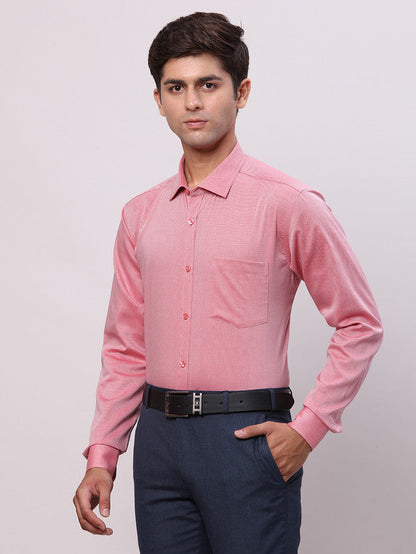 Park Avenue Red Structure Slim Fit Full Sleeve Cotton Shirt