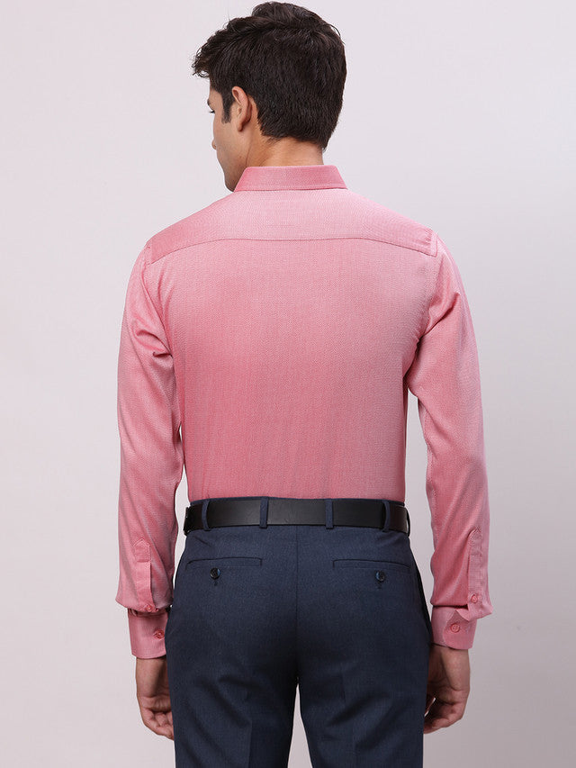 Park Avenue Red Structure Slim Fit Full Sleeve Cotton Shirt