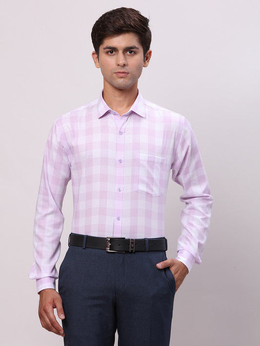 Park Avenue Purple Checks Slim Fit Full Sleeve Cotton Shirt