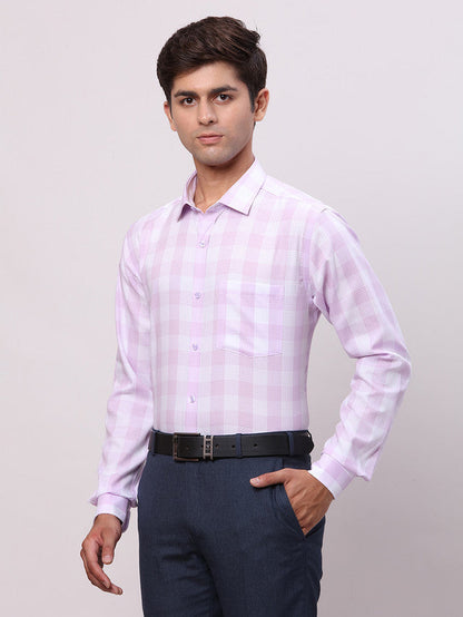 Park Avenue Purple Checks Slim Fit Full Sleeve Cotton Shirt