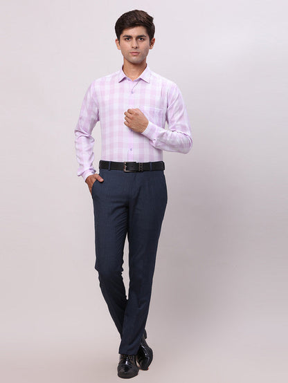 Park Avenue Purple Checks Slim Fit Full Sleeve Cotton Shirt