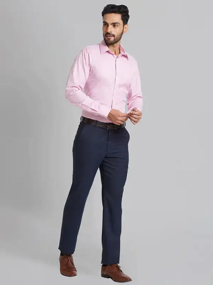 Park Avenue Men Pink Checks Slim Fit Cotton Blend Formal Shirt