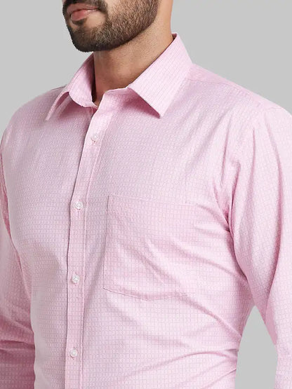 Park Avenue Men Pink Checks Slim Fit Cotton Blend Formal Shirt