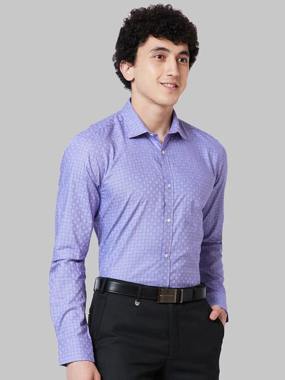 Men Violet Slim Fit Checks Cotton Shirts