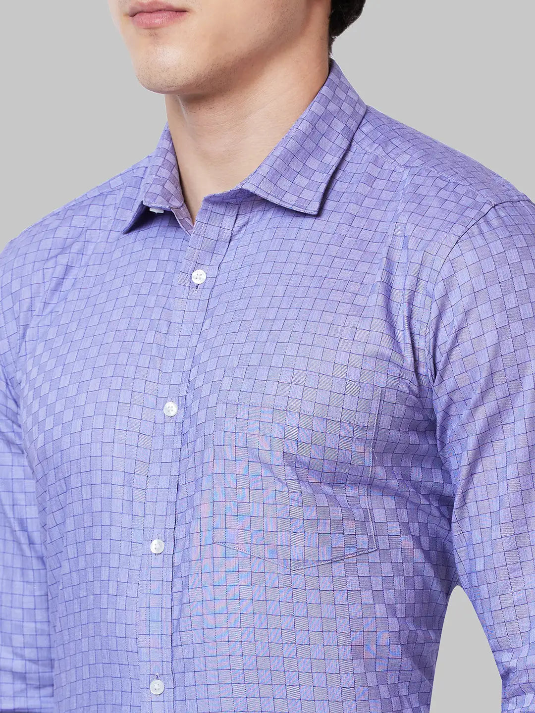 Men Violet Slim Fit Checks Cotton Shirts