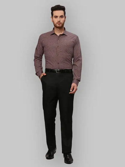 Men Brown Slim Fit Checks Cotton Shirts
