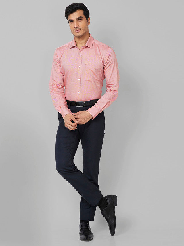 Park Avenue Men Orange Structure Slim Fit Cotton Shirt