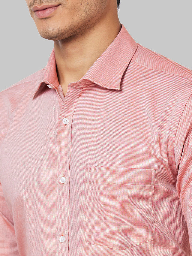 Park Avenue Men Orange Structure Slim Fit Cotton Shirt