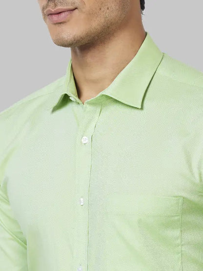 Men Green Slim Fit Structure Cotton Shirts