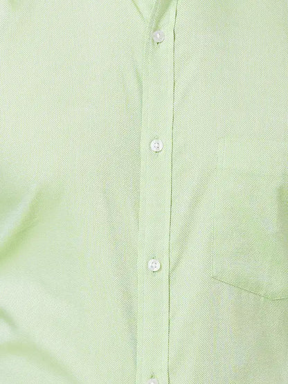 Men Green Slim Fit Structure Cotton Shirts