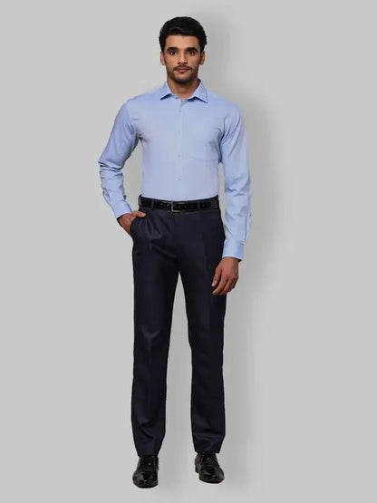 Men Blue Slim Fit Structure Cotton Shirts