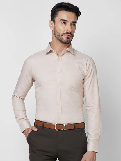 Park Avenue Men Brown Structure Slim Fit Cotton Shirt