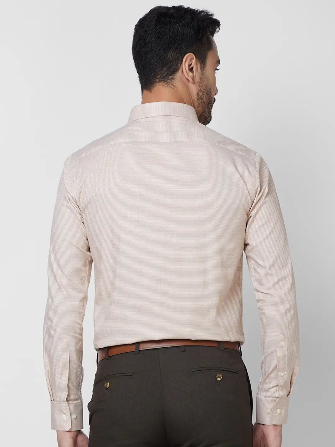 Park Avenue Men Brown Structure Slim Fit Cotton Shirt