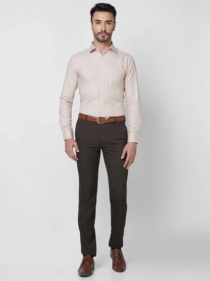 Park Avenue Men Brown Structure Slim Fit Cotton Shirt