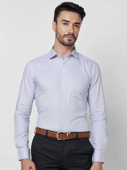 Park Avenue Men Grey Structure Slim Fit Cotton Shirt