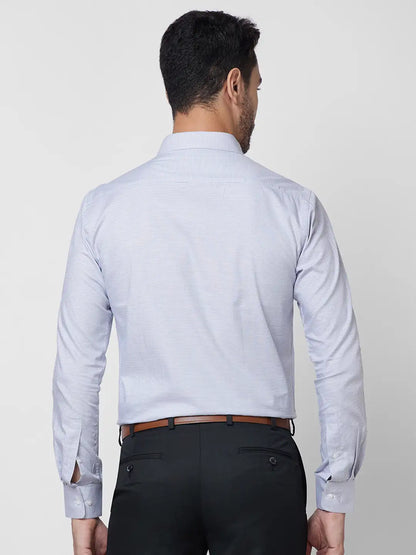 Park Avenue Men Grey Structure Slim Fit Cotton Shirt