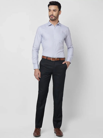 Park Avenue Men Grey Structure Slim Fit Cotton Shirt