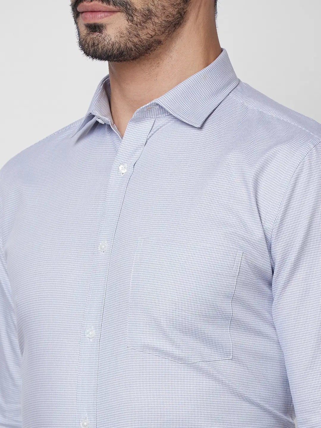 Park Avenue Men Grey Structure Slim Fit Cotton Shirt