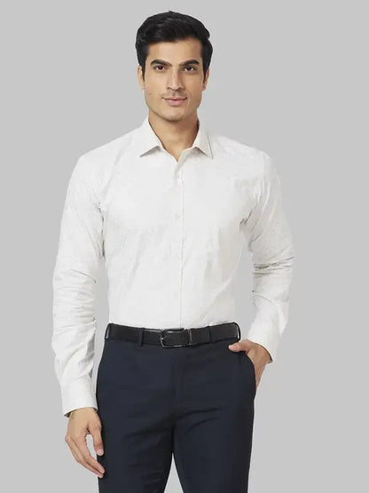 Park Avenue Men Grey Printed Slim Fit Cotton Formal Shirt