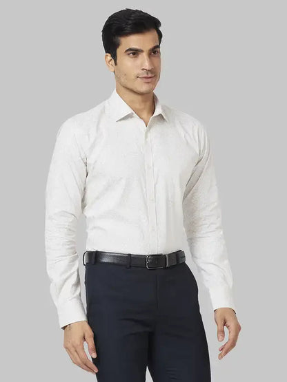 Park Avenue Men Grey Printed Slim Fit Cotton Formal Shirt